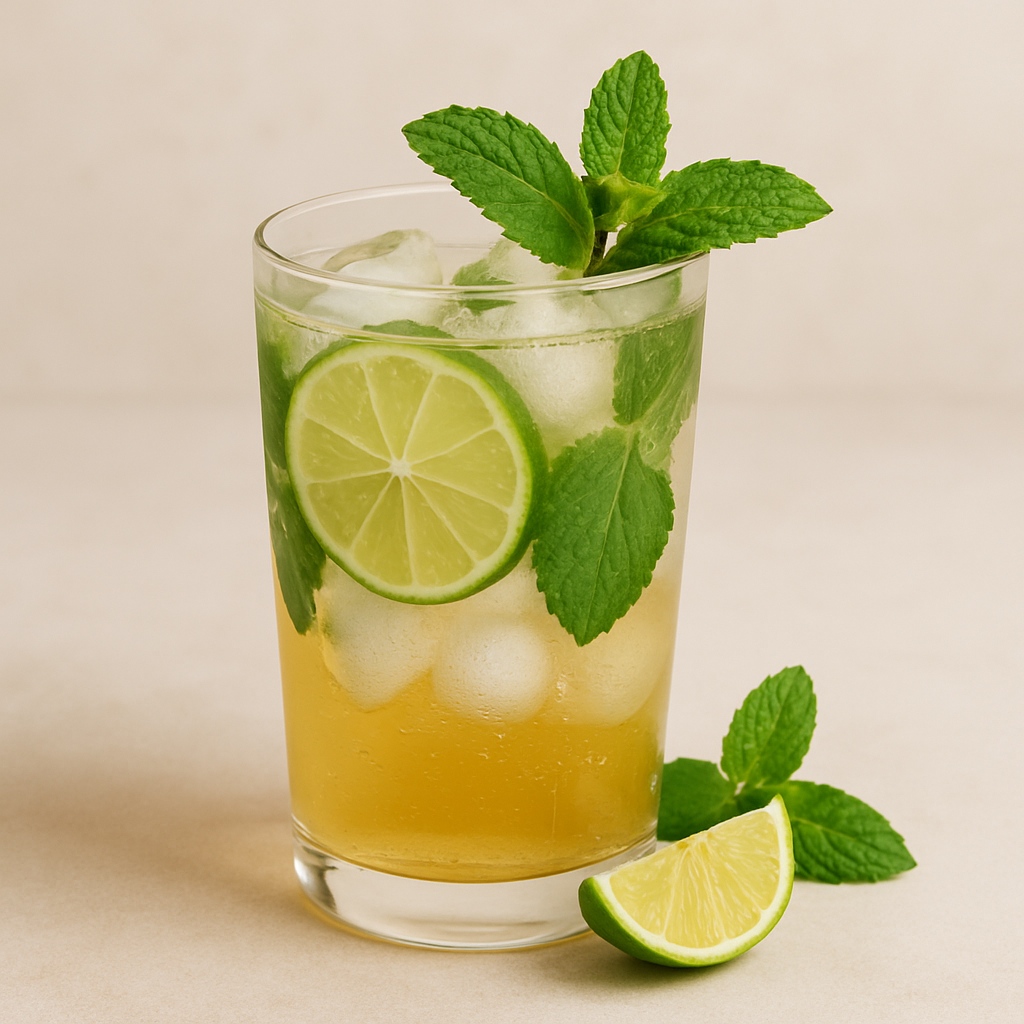 Kombuchový mocktail s mátou a limetkou